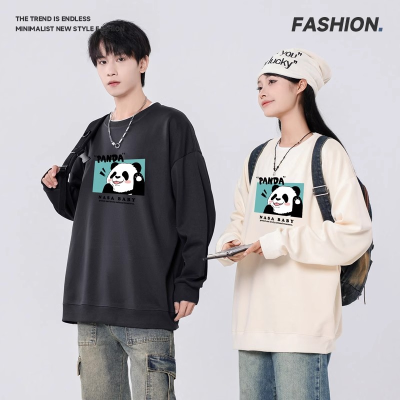 2025秋季经典印花连帽卫衣美式外套情侣帽衫简约套头休闲卫衣