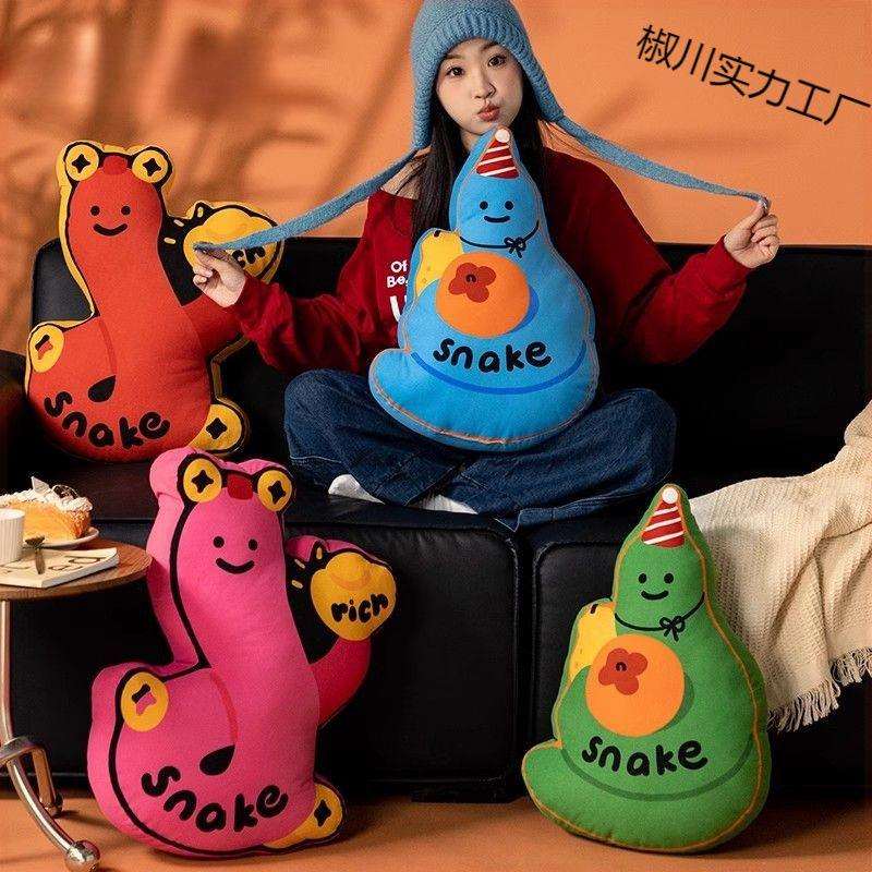 Drawing Snake to Add Blessings Pillow Year of the Snake Living Room Sofa Bay Window Cushion New Chinese Style