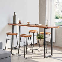 Solid wood bar table home simple window long table wall narrow table long bar milk tea coffee shop high table and chairs