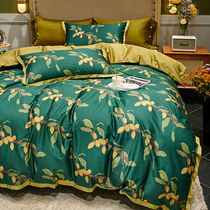 American floral digital pure cotton 60 gung satin long suede cotton four pieces of set yard wind all-cotton bed with supplies 1 8m