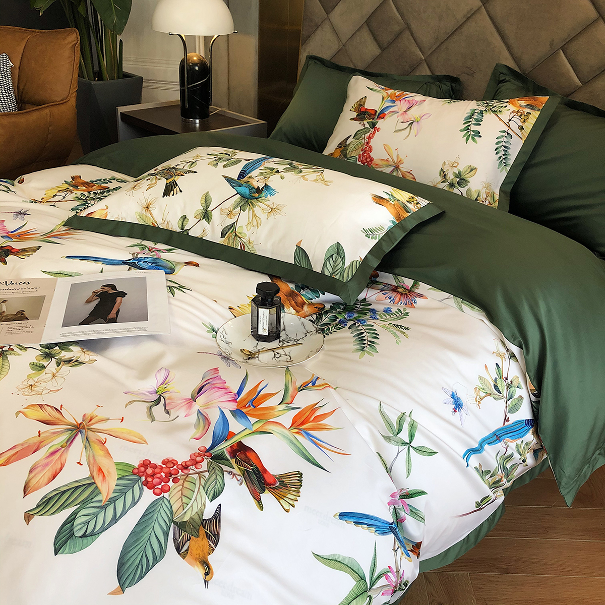 American light luxury 80 long-staple cotton four-piece set cotton pure cotton bed bag simple bed sheet quilt cover 1 8m bedding