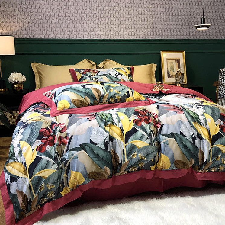 American flower pastoral style 60 long-staple cotton four-piece set cotton pure cotton bedding single double 1 8m bedding