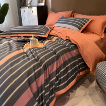 American 60 long suede cotton four pieces full cotton pure cotton soft light lavish minimalist sheet quilt cover 1 8m bedding