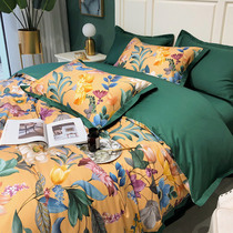 American light luxury 60 long staple cotton four-piece cotton cotton cotton digital printed bed sheets quilt cover 1 8m bedding