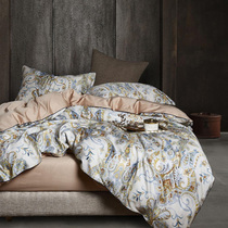 Spring and summer light luxury American 60 long staple cotton four-piece cotton gongsatin quilt cover 1 8m bed sheet bed hats bedding