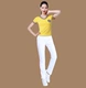 Yang Liping Chunying Square Dance Trang phục nữ mùa xuân hè ngắn tay áo đỏ quần trắng Cotton nhảy tập thể dục - Khiêu vũ / Thể dục nhịp điệu / Thể dục dụng cụ