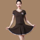 Yang Liping Chunying Square Dance Trang phục nữ mùa xuân hè ngắn tay áo đỏ quần trắng Cotton nhảy tập thể dục - Khiêu vũ / Thể dục nhịp điệu / Thể dục dụng cụ