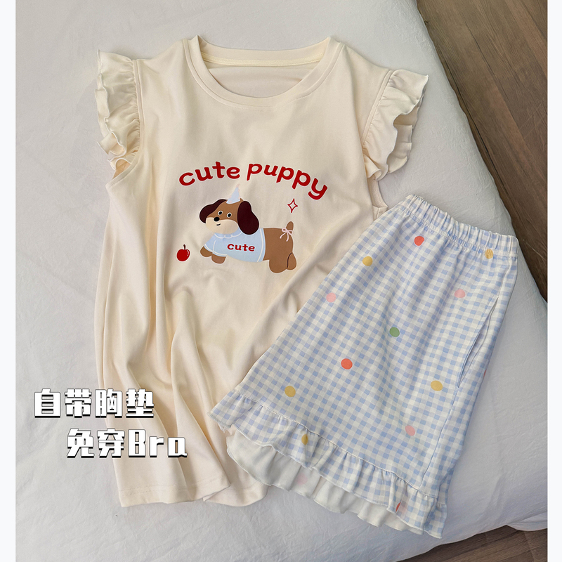 Dachshund Pure Cotton Pajamas for Women, Summer Sleeveless Vest with Chest Pad, 2026 New Summer All-Cotton Loungewear for Outerwear