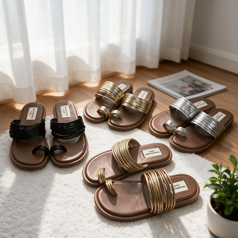 Japanese Niche High-End Toe-Loop Sandals for Women, Summer Outdoor Flat Roman Sandals, Gentle Beach Sandals to Match Dresses