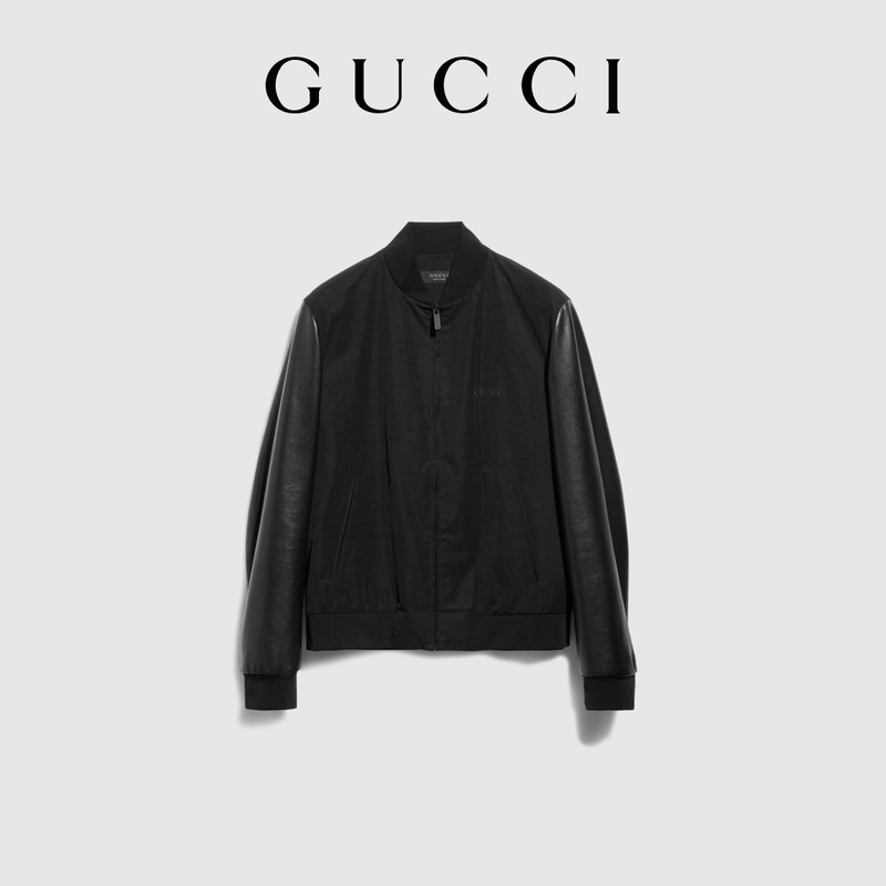 [New Style] Gucci Velvet Leather Bomber Jacket