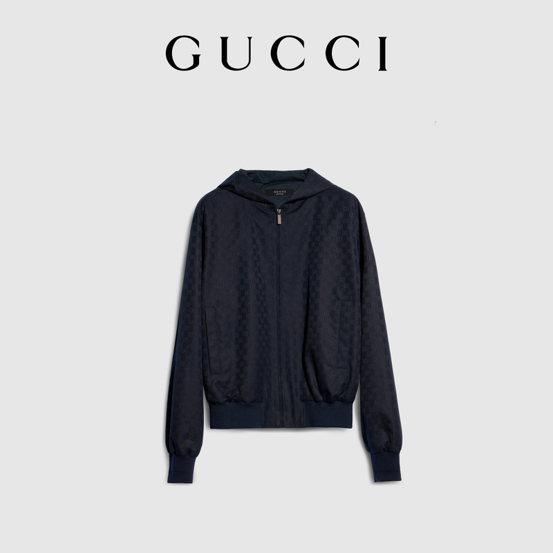 [New Style] Gucci Gg Cotton Canvas Zip-Up Jacket