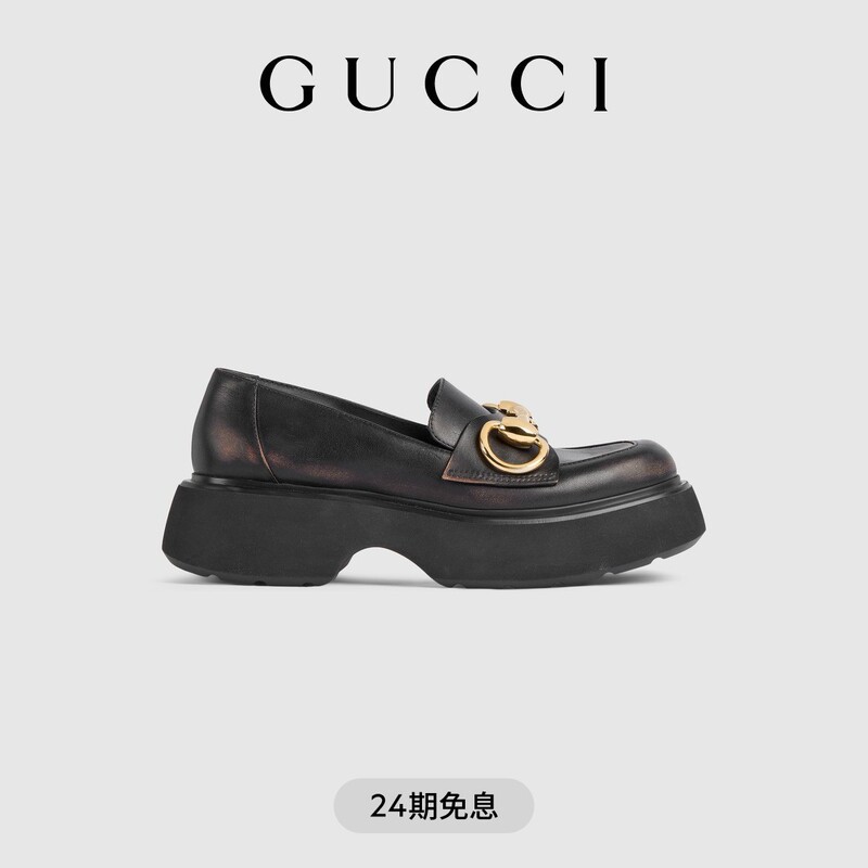 [New Style] Gucci Women's Loafers with Horsebit Buckle and Chunky Heels