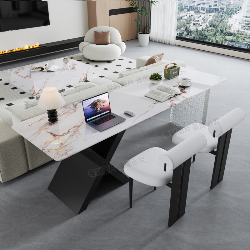 Light Luxury Microcrystalline Stone Desk, Long Table Behind the Sofa in the Living Room, Office Desk, Home Study Desk, Study Room Desk, Computer Desk