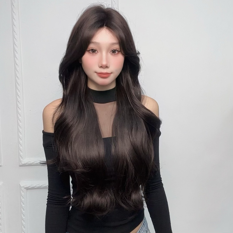 No. 22 Lace Black Tea Wave Curls with Center Parting No. 22 Lace Black Tea Wave Curls with Center Parting