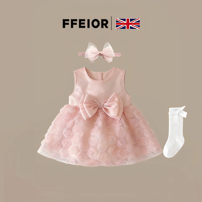 British Ffeior Baby Sleeveless Princess Dress Summer Baby Girl Bow Vest Dress Mesh Dress Dress British Ffeior Baby Sleeveless Princess Dress Summer Baby Girl Bow Vest Dress Mesh Dress Dress