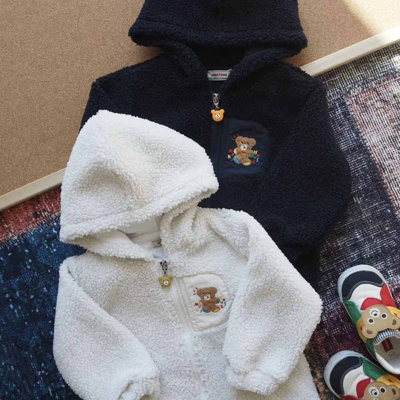 In Stock [Miki Detachable Bear Pendant] 25 Winter New Style Thick Teddy Fleece Cardigan Hooded Jacket