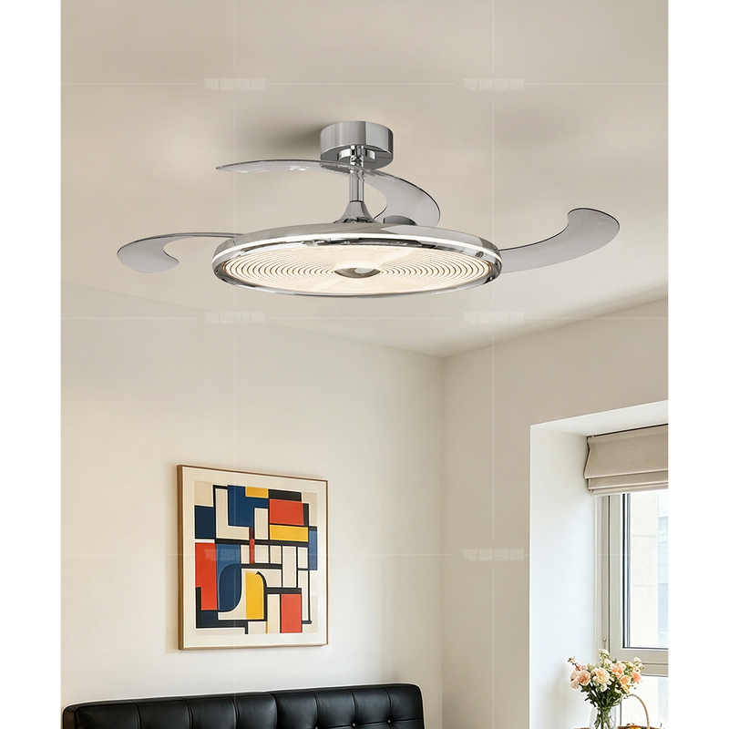 Croissant Bauhaus Invisible Fan Light, Simple Bedroom Ceiling Light, High-End Fan Light, Light Luxury Eye-Protecting Dining Room Light