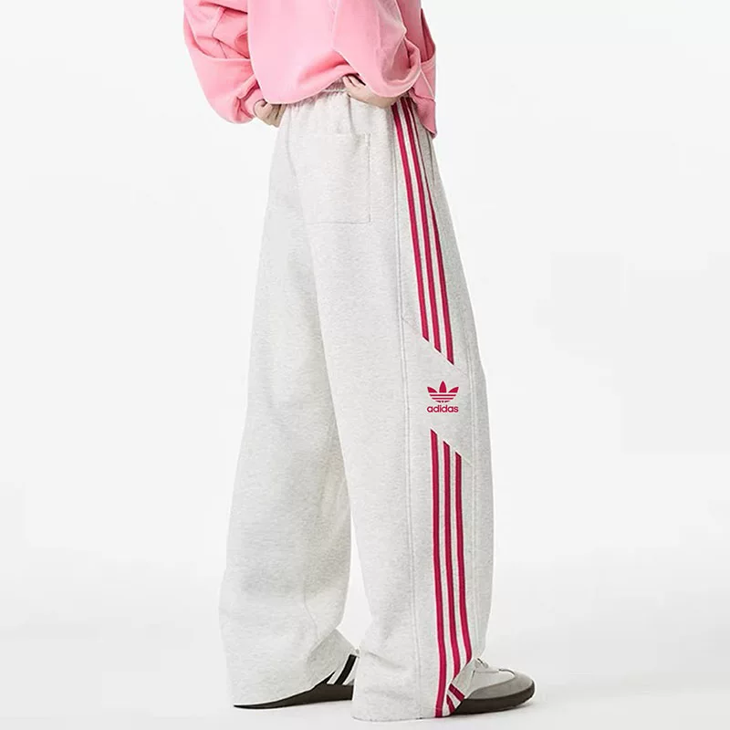 Задним план Adidas, осенние штаны свободного прямого кроя