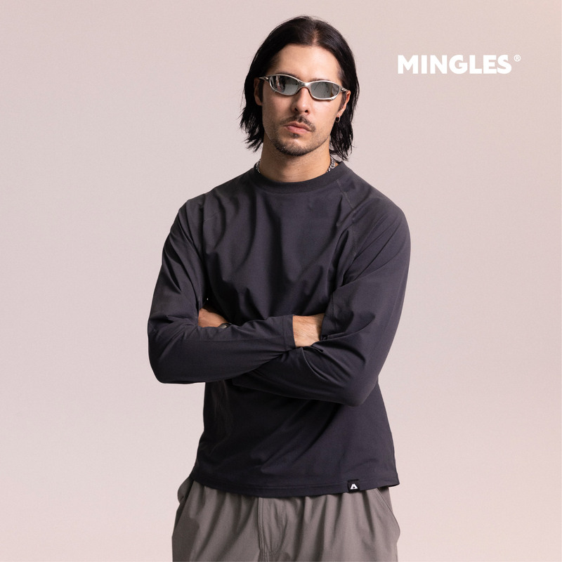 Mingles Quick-Drying Sports Long-Sleeved T-Shirt Fashionable Outdoor Casual Trendy Breathable Quick-Drying Long-Sleeved Top