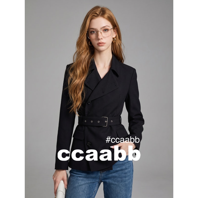 It:Ccaabb Black Lapel Trench Coat for Women, Autumn High-End Style, Waist-Cinching Mid-Length Blazer It:Ccaabb Black Lapel Trench Coat for Women, Autumn High-End Style, Waist-Cinching Mid-Length Blazer