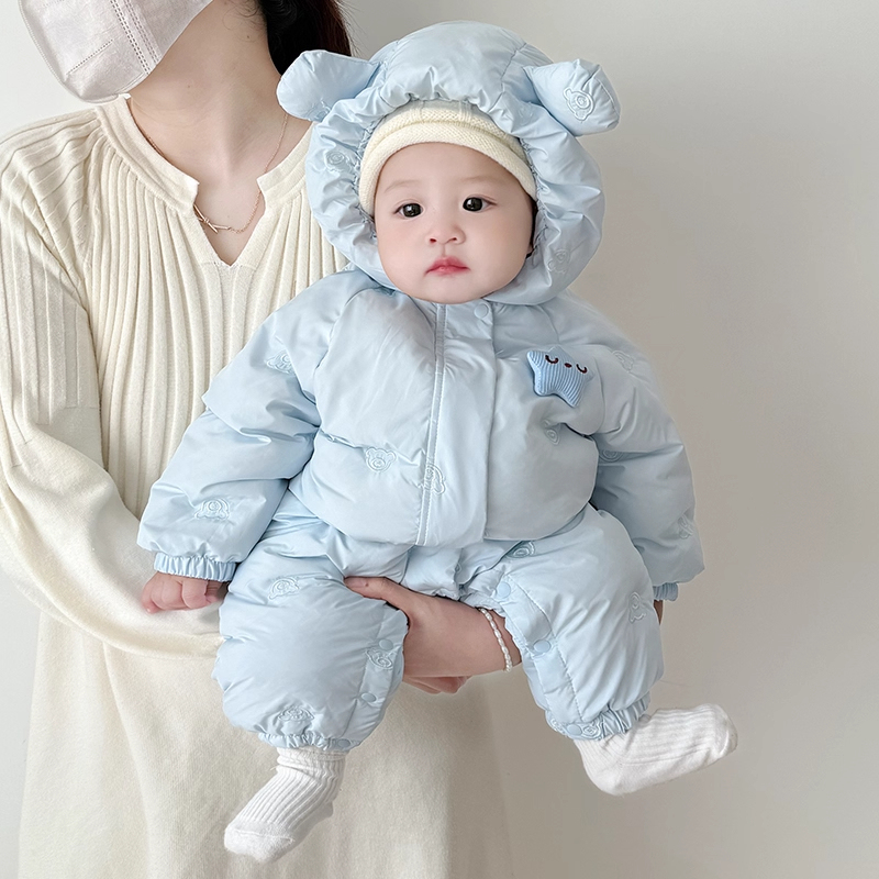 Italian-Style Ttit Infant One-Piece down Jacket Winter Clothing for Babies, Thickened Outdoor Wear for Young Infants