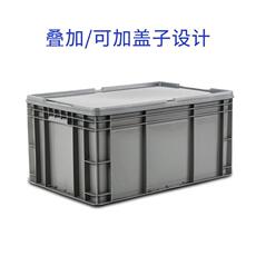 Оборот Box 穆运 eu周转箱塑料长方形五金工具盒货架收纳盒灰色带盖pp箱 600*