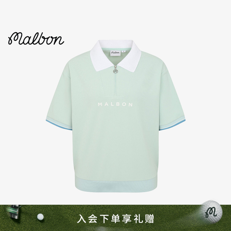 【Spring/Summer New Arrival】Malbon Women's Golf Casual Simple High-Style Half-Zip Short-Sleeve Polo Shirt 【Spring/Summer New Arrival】Malbon Women's Golf Casual Simple High-Style Half-Zip Short-Sleeve Polo Shirt