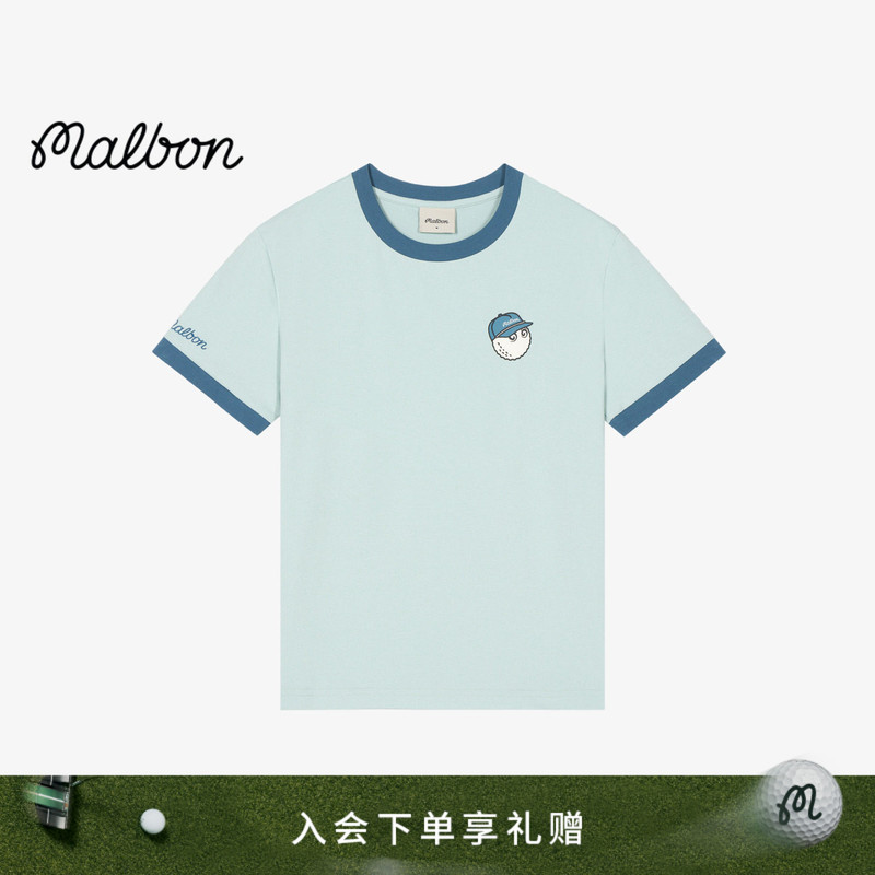 Malbon Golf Su26 Extension Women's Casual Sports Contrast Color Slim Fit Round Neck Short Sleeve T-Shirt