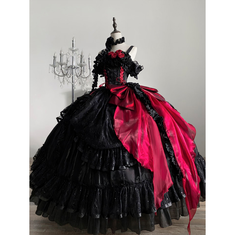 Silent Manor Red and Black Lolita Dress High-End Graduation Birthday Coming-Of-Age Ceremony Banquet Dress Lolita Princess Dress Silent Manor Red and Black Lolita Dress High-End Graduation Birthday Coming-Of-Age Ceremony Banquet Dress Lolita Princess Dress