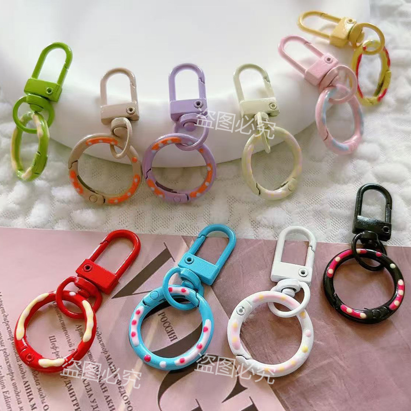 Macaron Keychain Candy Color Spring Buckle DIY Ring Student LAOSHU Bag Doll Toy Photo Album Accessories