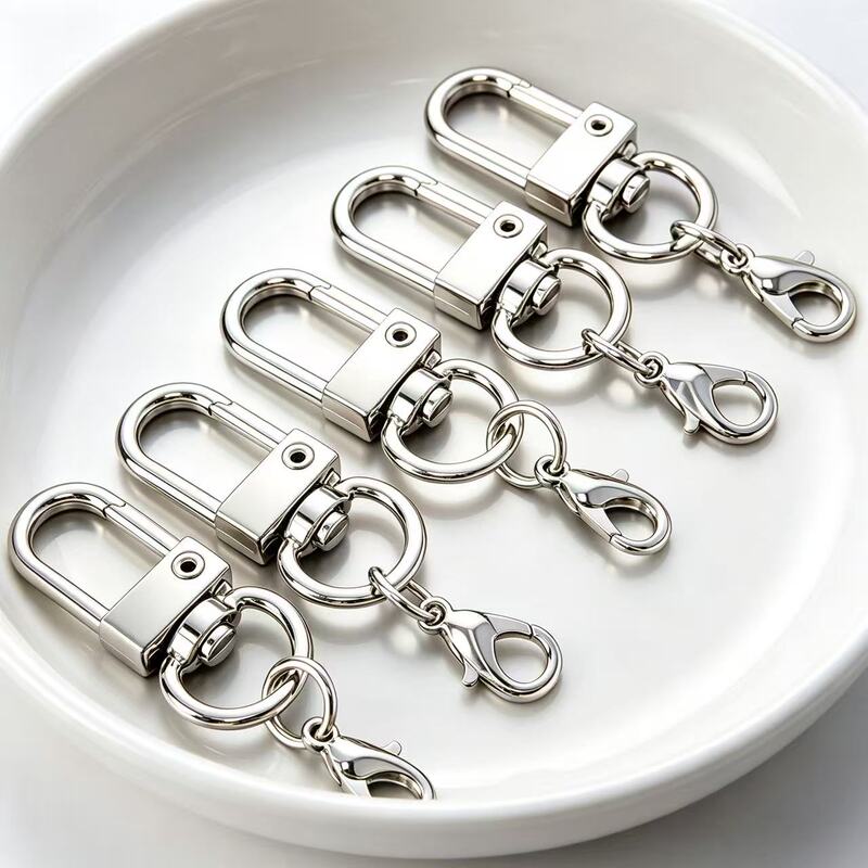 Silver Lobster Clasp Cat Buckle Dog Buckle Beaded Doll Pendant Simple Style Handmade Keychain Silver Lobster Clasp Cat Buckle Dog Buckle Beaded Doll Pendant Simple Style Handmade Keychain