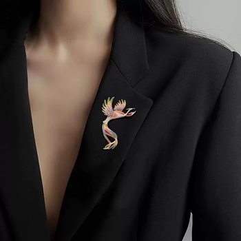 Wind enamel phoenix brooch, high-end and luxurious corsage