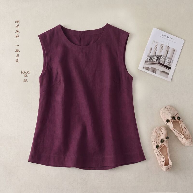 【Mu Di 100% Pure Linen】2026 Sleeveless Vest Loose Thin Top New Style 82709