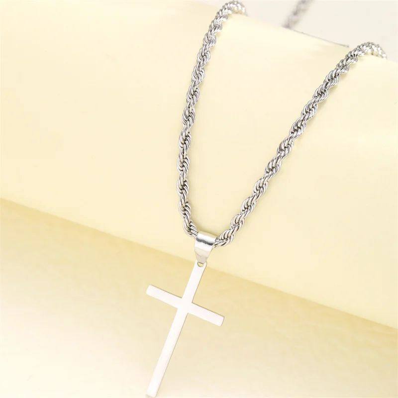 Серебряное ожерелье new cross pendant necklace for men women minimalist gold col