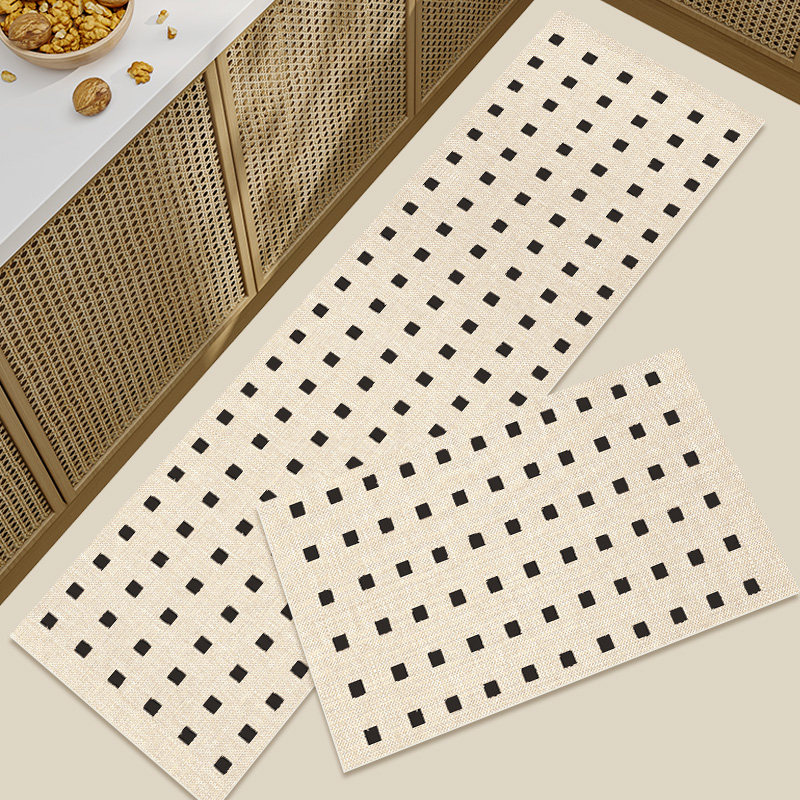Technological leather kitchen floor mat, water-absorbent, non-slip, oil-proof and anti-fouling carpet, light French household wipeable and washable long strips