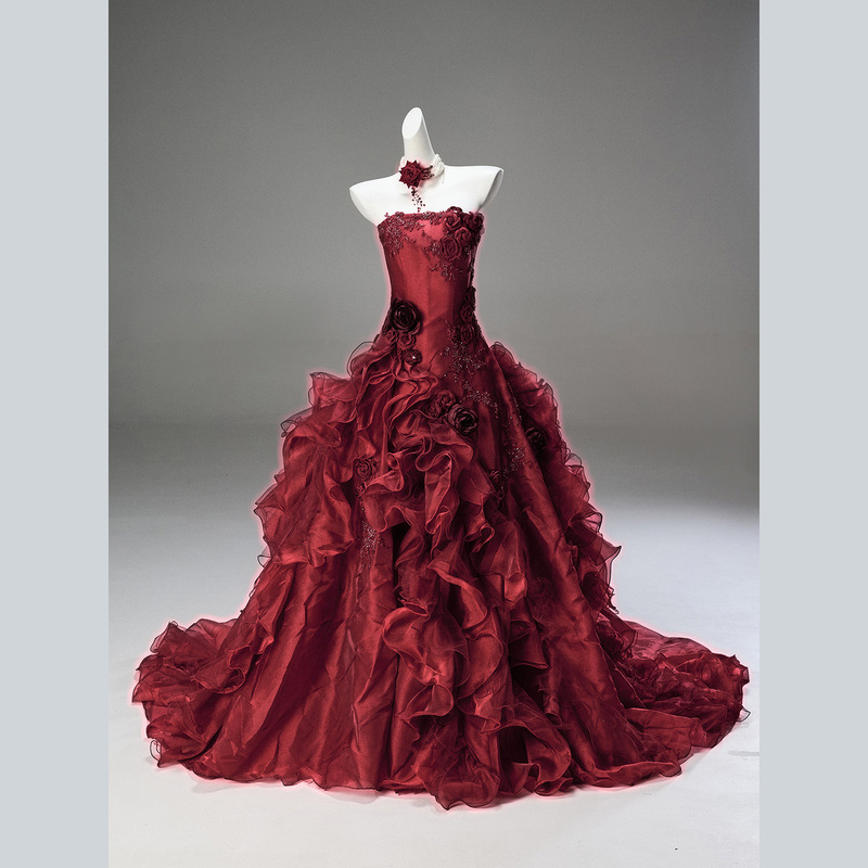 Burgundy Strapless Evening Dress with a Small Train for Brides, Engagement, Wedding, Toast Dress, Coming-Of-Age Ceremony, Birthday, Princess Dress Burgundy Strapless Evening Dress with a Small Train for Brides, Engagement, Wedding, Toast Dress, Coming-Of-Age Ceremony, Birthday, Princess Dress