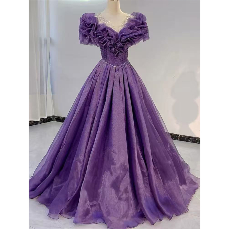 Purple Banquet Host Evening Dress for Women, High-End Heavy Craftsmanship Ethnic Vocal Performance Costume, Coming-Of-Age Ceremony Princess Dress Purple Banquet Host Evening Dress for Women, High-End Heavy Craftsmanship Ethnic Vocal Performance Costume, Coming-Of-Age Ceremony Princess Dress