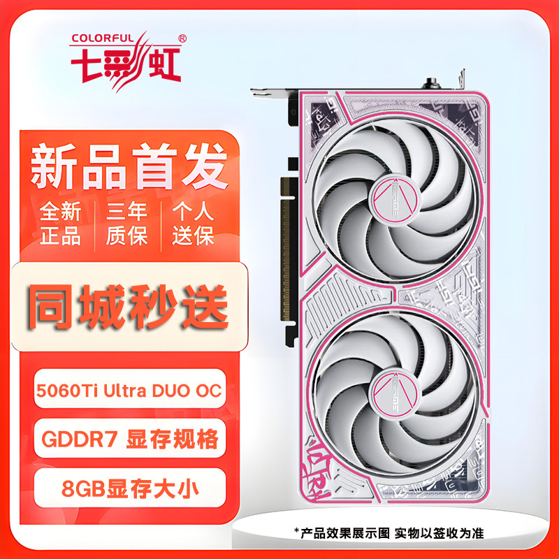 Яркая игровая видеокарта RTX 5060 Ti Ultra W DUO OC объемом 8 ГБ с легким игровым дизайном