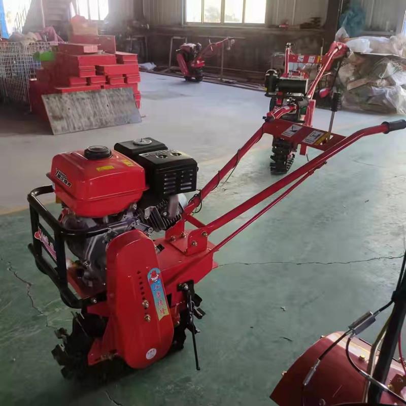 New chain rail micro tillage tiller, gasoline and diesel ditching machine, multifunctional ditching, soil loosening and fertilizing plowing machine