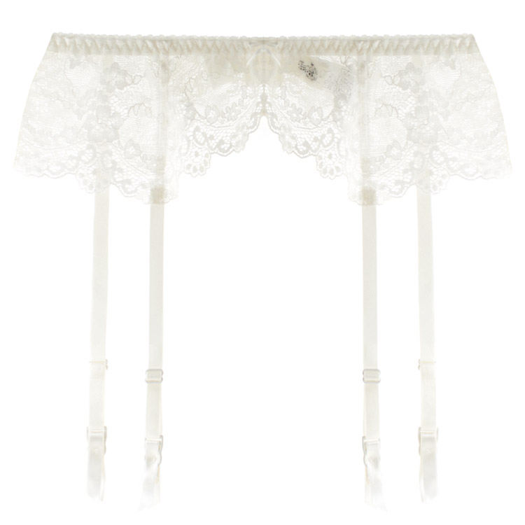Châu Âu và Mỹ ngà gợi cảm sữa trắng trong suốt ren garter tóm tắt 2 mảnh đặt silicone thép khóa ruy băng phụ kiện thời trang 