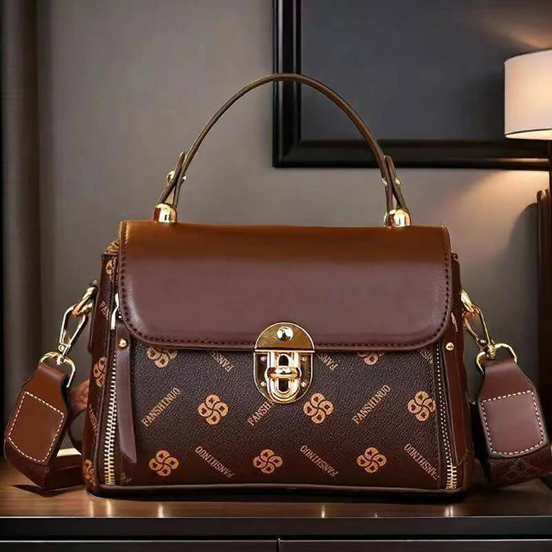 Xiqin Women's Bag, Imported from Italy, Soft Leather Handbag with Monogram Pattern, Large Capacity Crossbody Bag, Paris Style Bag Xiqin Women's Bag, Imported from Italy, Soft Leather Handbag with Monogram Pattern, Large Capacity Crossbody Bag, Paris Style Bag