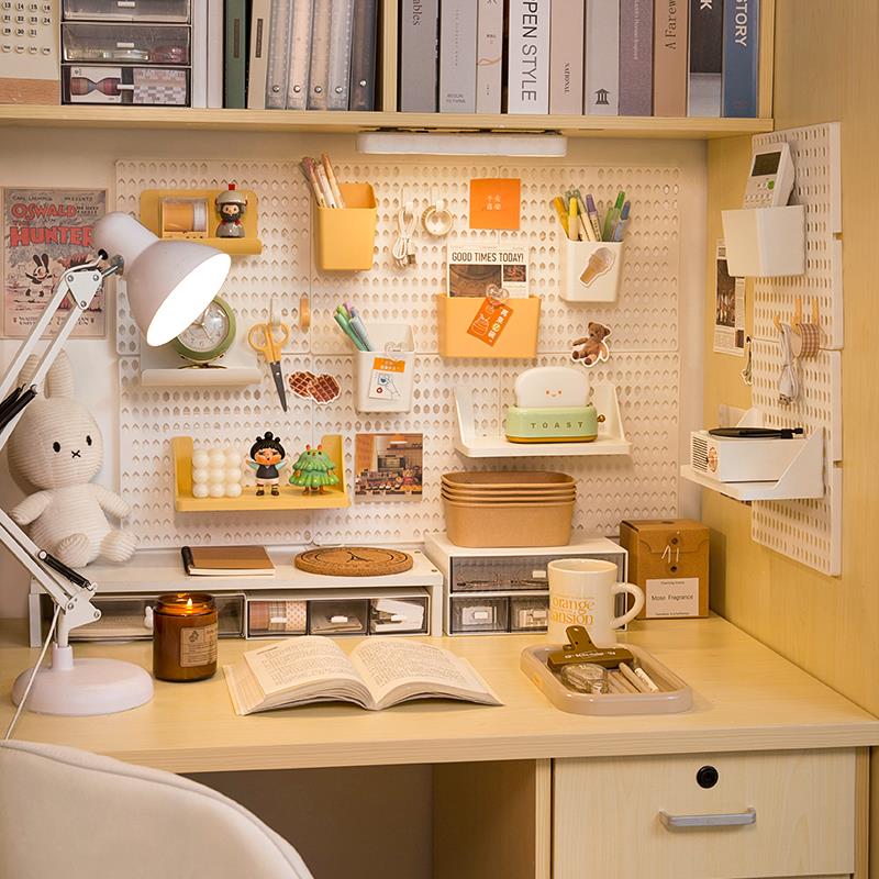 Perforated board wall rack dormitory punch-free desk student study wall hook desktop wall storage