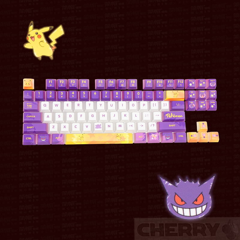 Cherry Cherry Mx8.2 Gengar Keycaps Pbt Translucent 87-Key Co-Branded Mechanical Keyboard Keycaps
