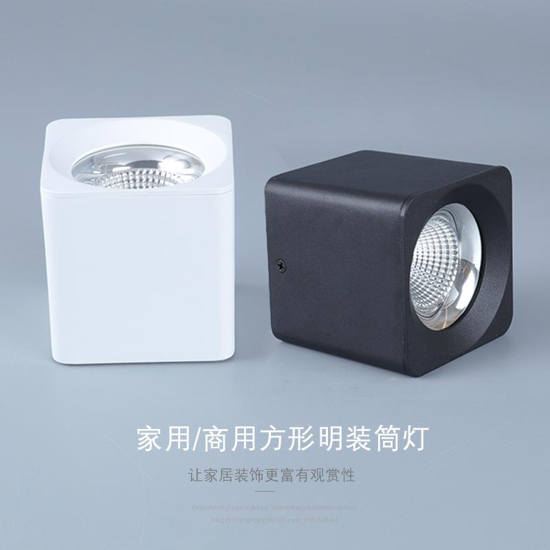 Square surface-mounted downlight LED Nordic bold lamp living room corridor aisle light COB single-head ceiling spotlight