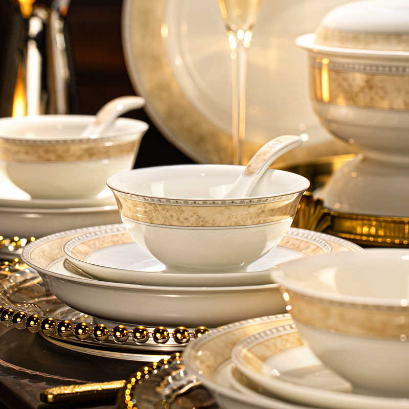 Chinese-Style High-Quality White Porcelain Tableware 2026 New Model Jingdezhen High-Value Ceramic Bowls and Plates Practical Set for Housewarming Gifts