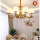 European-Style All-Copper Chandelier Living Room Lighting American Light Luxury Bedroom Study Dining Room 2025 New Model Elegant Jade Lighting Fixtures