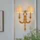 American Retro All-Copper Luxury Wall Lamp Bedroom Bedside Lamp Light Luxury Carved Lampshade Living Room Hotel Guesthouse Corridor Lamp