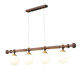 All-Copper Mid-Century Style Restaurant Chandelier, American Retro Solid Wood Linear Light, North American Black Walnut Bar Counter Simple Long Strip Light