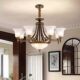Living Room Lamp, All-Copper Hall Chandelier, American Retro High-End Restaurant Bedroom Lamp, French Medieval Villa Bronze Lighting
