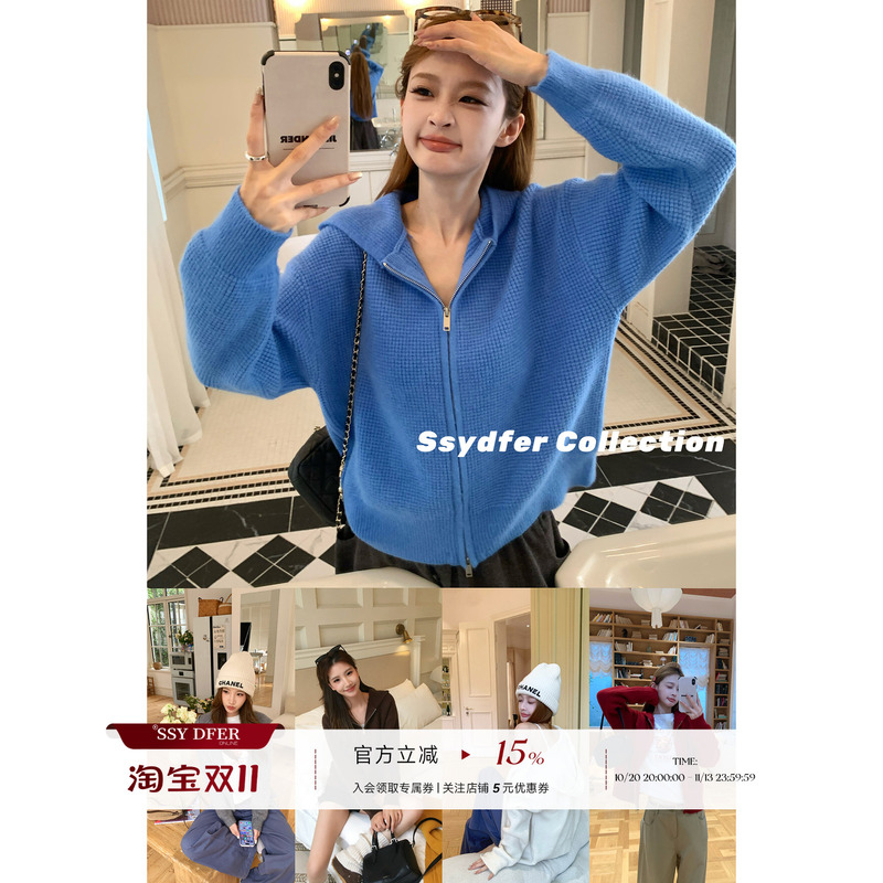 Ssydfer【Produced by Sister Yu, a Must-Have Quality Item: Five-Color Waffle Knit Sweater】New Style Sweater for Women, Fashionable and Slimming